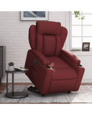 Fauteuil inclinable électrique rouge bordeaux similicuir | Mobilier & Déco