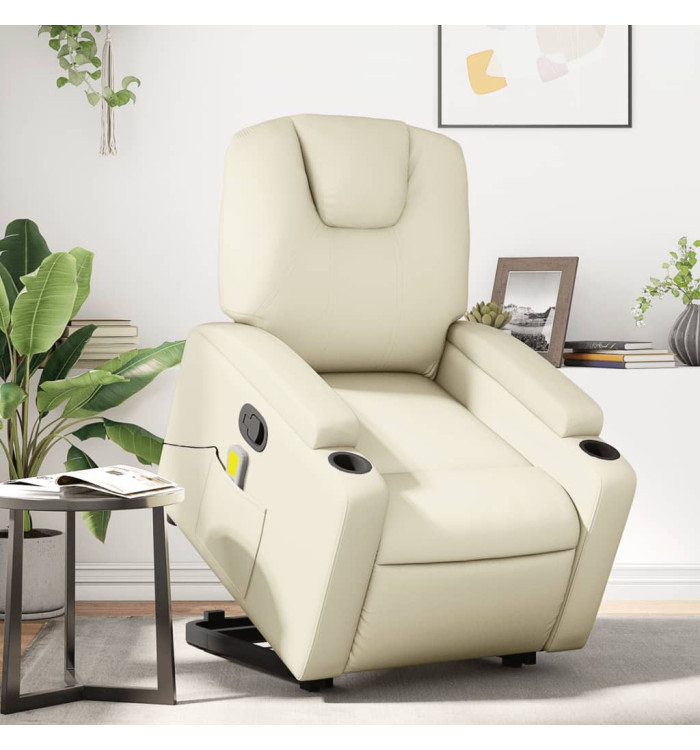 Fauteuil inclinable de massage Crème Similicuir | Mobilier & Déco