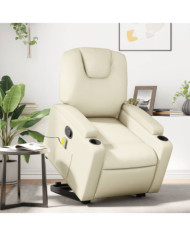 Fauteuil inclinable de massage Crème Similicuir | Mobilier & Déco