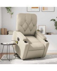 Fauteuil inclinable de massage électrique crème similicuir | Mobilier & Déco