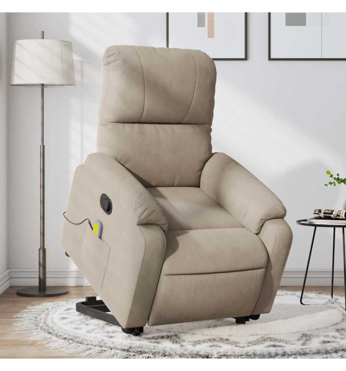 Fauteuil inclinable de massage taupe tissu microfibre | Mobilier & Déco