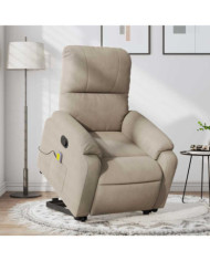 Fauteuil inclinable de massage taupe tissu microfibre | Mobilier & Déco