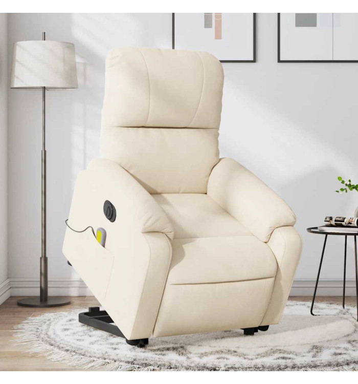 Fauteuil inclinable de massage électrique beige microfibres | Mobilier & Déco