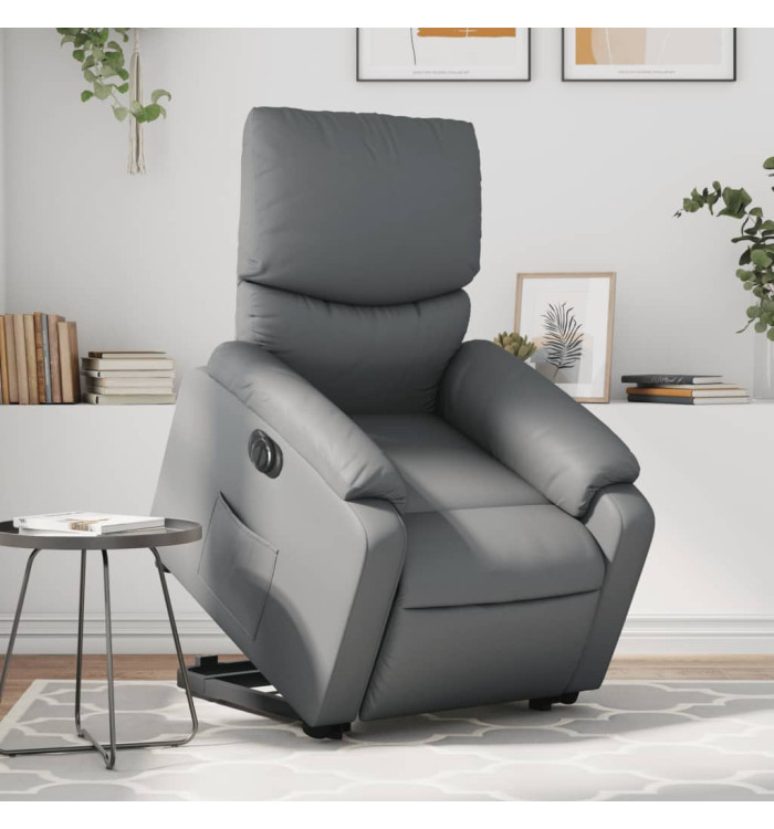 Fauteuil inclinable électrique gris similicuir | Mobilier & Déco