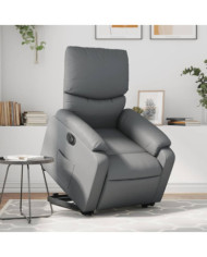 Fauteuil inclinable électrique gris similicuir | Mobilier & Déco