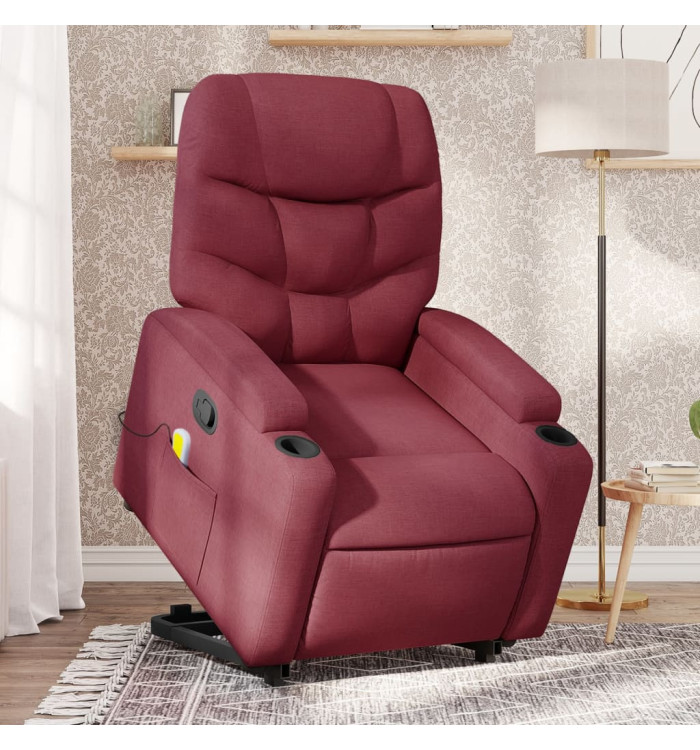 Fauteuil inclinable de massage Rouge bordeaux Tissu | Mobilier & Déco