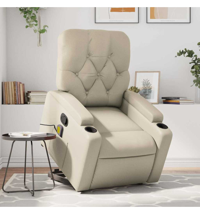 Fauteuil inclinable de massage Crème Similicuir | Mobilier & Déco