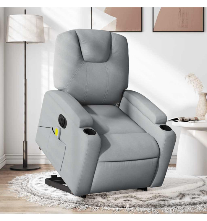 Fauteuil inclinable de massage électrique Gris clair Tissu | Mobilier & Déco