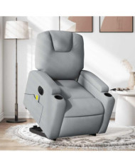 Fauteuil inclinable de massage électrique Gris clair Tissu | Mobilier & Déco