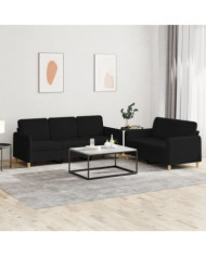 Ensemble de canapés 2 pcs avec coussins Noir Tissu | Mobilier & Déco