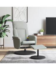 Fauteuil inclinable de massage repose-pied gris clair velours | Mobilier & Déco