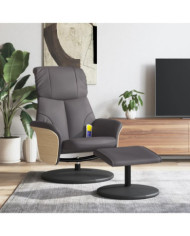 Fauteuil inclinable de massage avec repose-pied gris similicuir | Mobilier & Déco