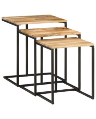 Tables gigognes 3 pcs bois massif d'acacia | Mobilier & Déco