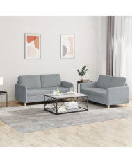 Ensemble de canapés 2 pcs avec coussins Gris clair Tissu | Mobilier & Déco