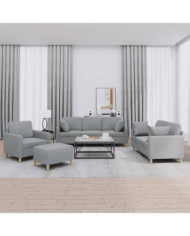 Ensemble de canapés 4 pcs coussins gris clair tissu | Mobilier & Déco