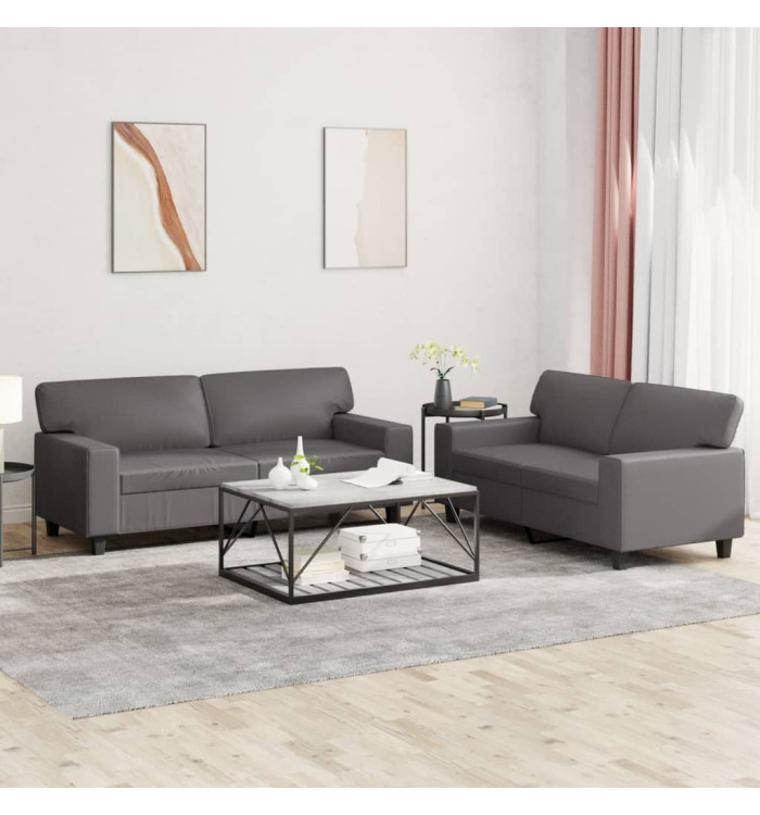 Ensemble de canapés 2 pcs gris similicuir | Mobilier & Déco