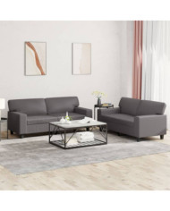 Ensemble de canapés 2 pcs gris similicuir | Mobilier & Déco