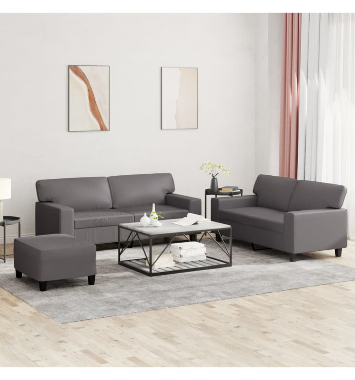 Ensemble de canapés 3 pcs gris similicuir | Mobilier & Déco
