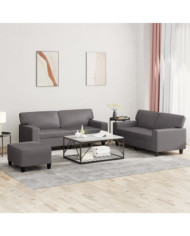 Ensemble de canapés 3 pcs gris similicuir | Mobilier & Déco