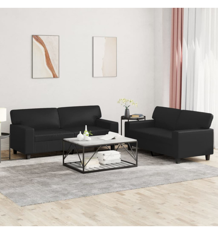 Ensemble de canapés 2 pcs noir similicuir | Mobilier & Déco