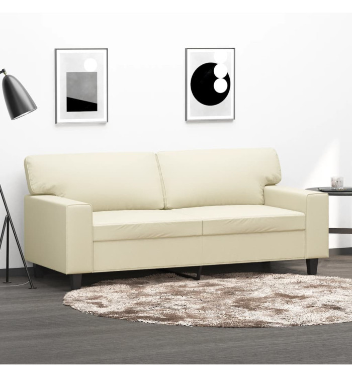 Canapé à 2 places Crème 140 cm Similicuir | Mobilier & Déco