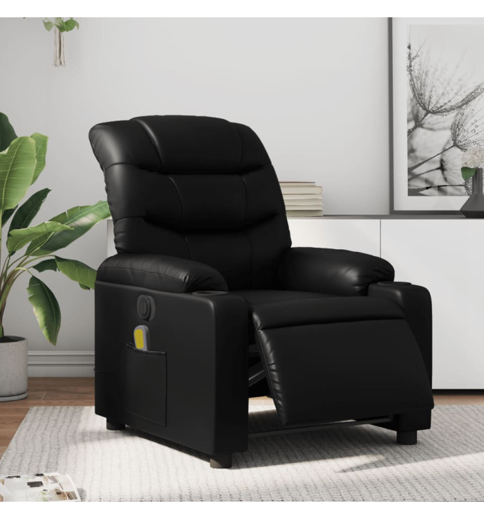 Fauteuil de massage inclinable électrique noir similicuir | Mobilier & Déco