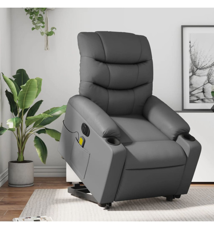 Fauteuil inclinable de massage électrique gris similicuir | Mobilier & Déco