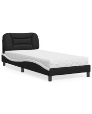 Lit avec matelas noir et blanc 80x200 cm similicuir | Mobilier & Déco