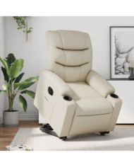 Fauteuil inclinable électrique crème similicuir | Mobilier & Déco