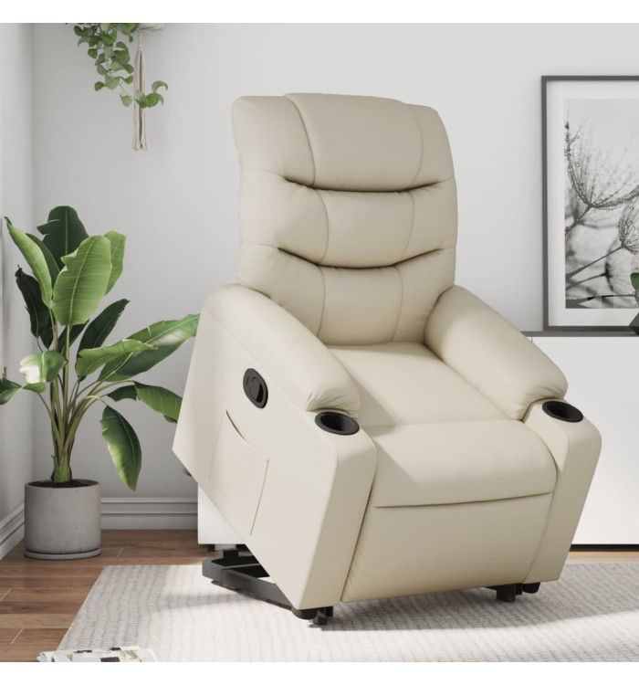 Fauteuil inclinable Crème Similicuir | Mobilier & Déco