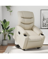 Fauteuil inclinable Crème Similicuir | Mobilier & Déco