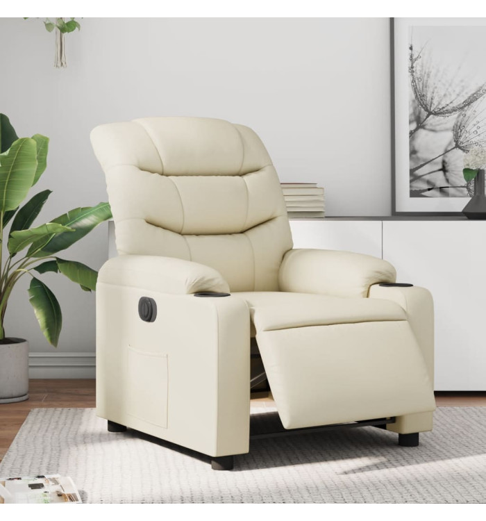 Fauteuil inclinable électrique Crème Similicuir | Mobilier & Déco