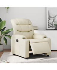 Fauteuil inclinable électrique Crème Similicuir | Mobilier & Déco