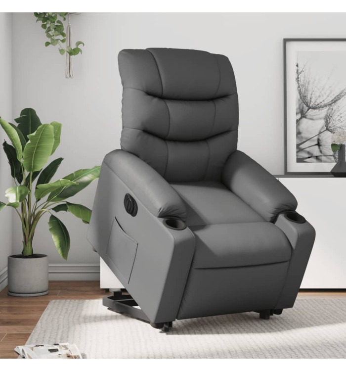Fauteuil inclinable électrique gris similicuir | Mobilier & Déco
