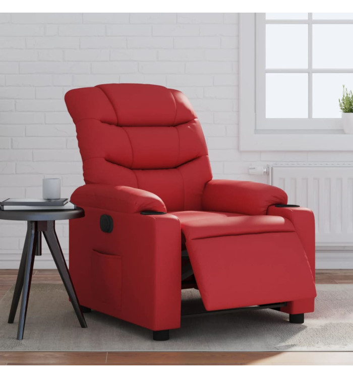 Fauteuil inclinable électrique Rouge Similicuir | Mobilier & Déco