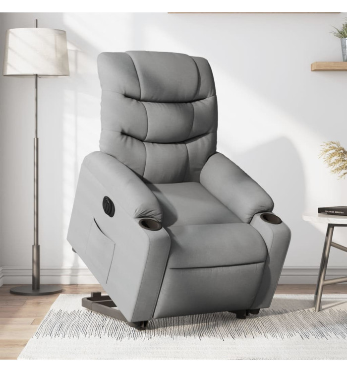 Fauteuil inclinable électrique gris clair tissu | Mobilier & Déco