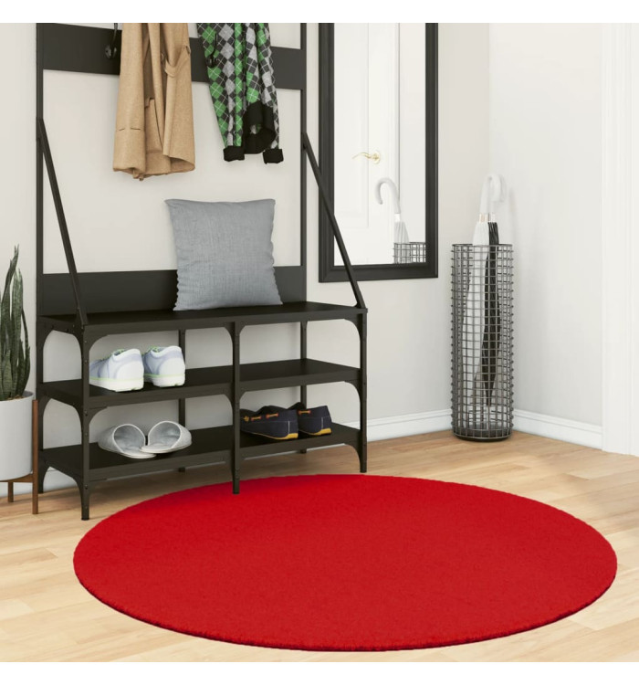 Tapis OVIEDO à poils courts rouge Ø 120 cm | Mobilier & Déco