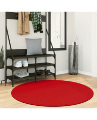 Tapis OVIEDO à poils courts rouge Ø 120 cm | Mobilier & Déco