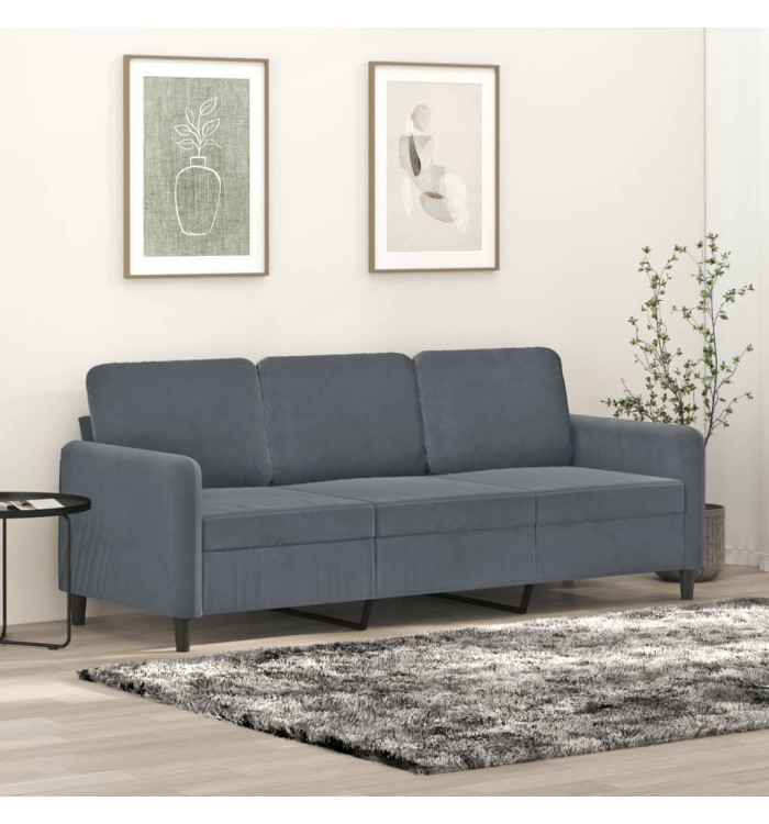 Canapé à 3 places Gris foncé 180 cm Velours | Mobilier & Déco
