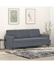Canapé à 3 places Gris foncé 180 cm Velours | Mobilier & Déco