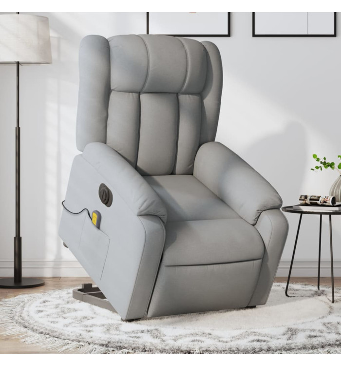 Fauteuil inclinable de massage électrique Gris clair Tissu | Mobilier & Déco
