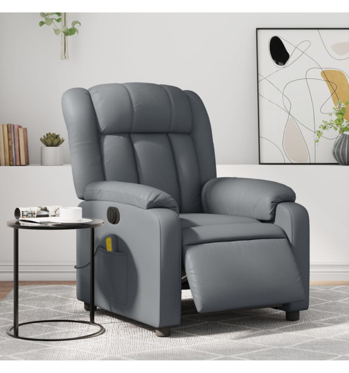 Fauteuil de massage inclinable électrique gris similicuir | Mobilier & Déco