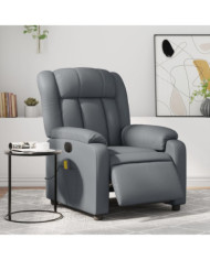 Fauteuil de massage inclinable électrique gris similicuir | Mobilier & Déco