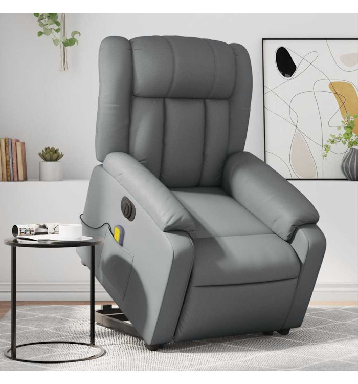Fauteuil inclinable de massage électrique gris similicuir | Mobilier & Déco