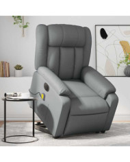 Fauteuil inclinable de massage électrique gris similicuir | Mobilier & Déco