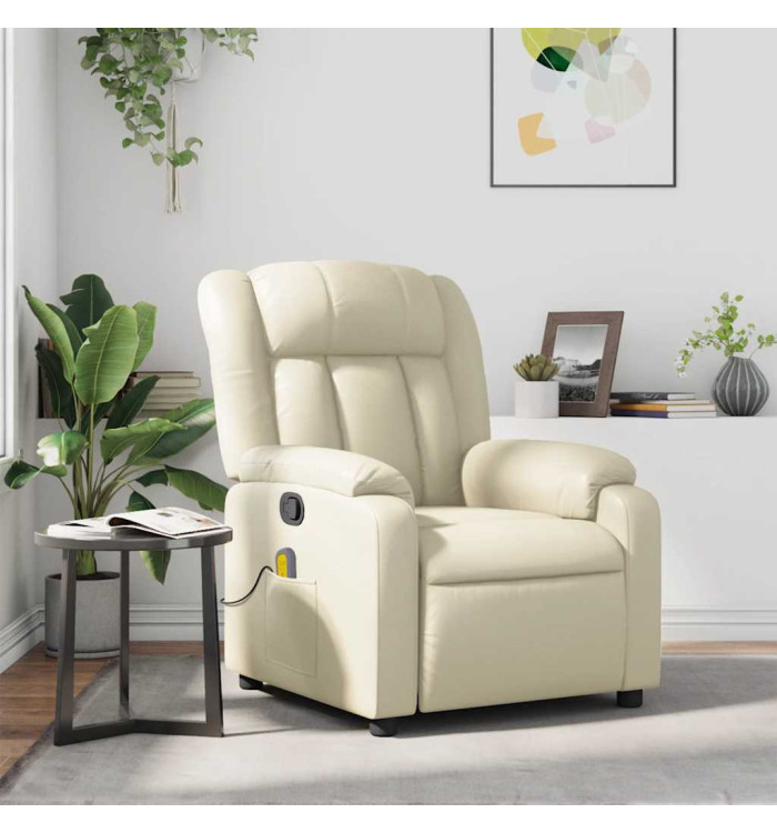 Fauteuil inclinable de massage Crème Similicuir | Mobilier & Déco