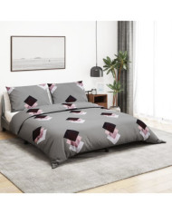 Ensemble de housse de couette Gris 200x200 cm Coton | Mobilier & Déco
