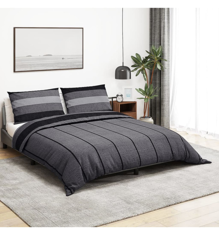 Ensemble de housse de couette gris foncé 200x200 cm Coton | Mobilier & Déco