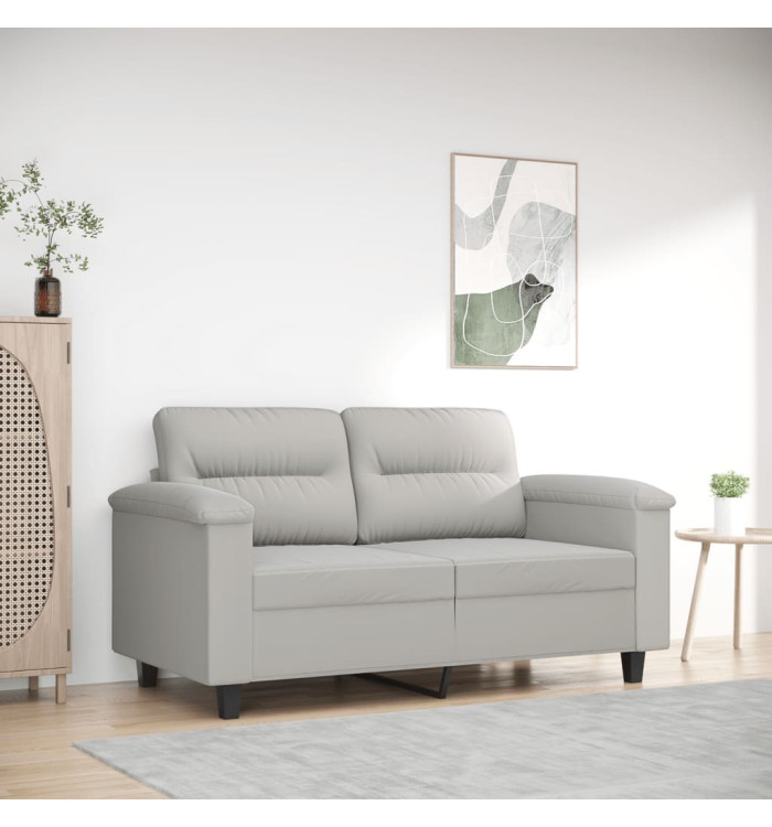 Canapé à 2 places Gris clair 120 cm Tissu microfibre | Mobilier & Déco