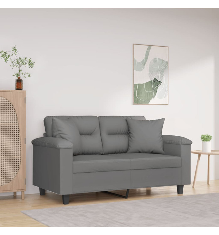 Canapé 2 places avec oreillers gris foncé 120 cm | Mobilier & Déco